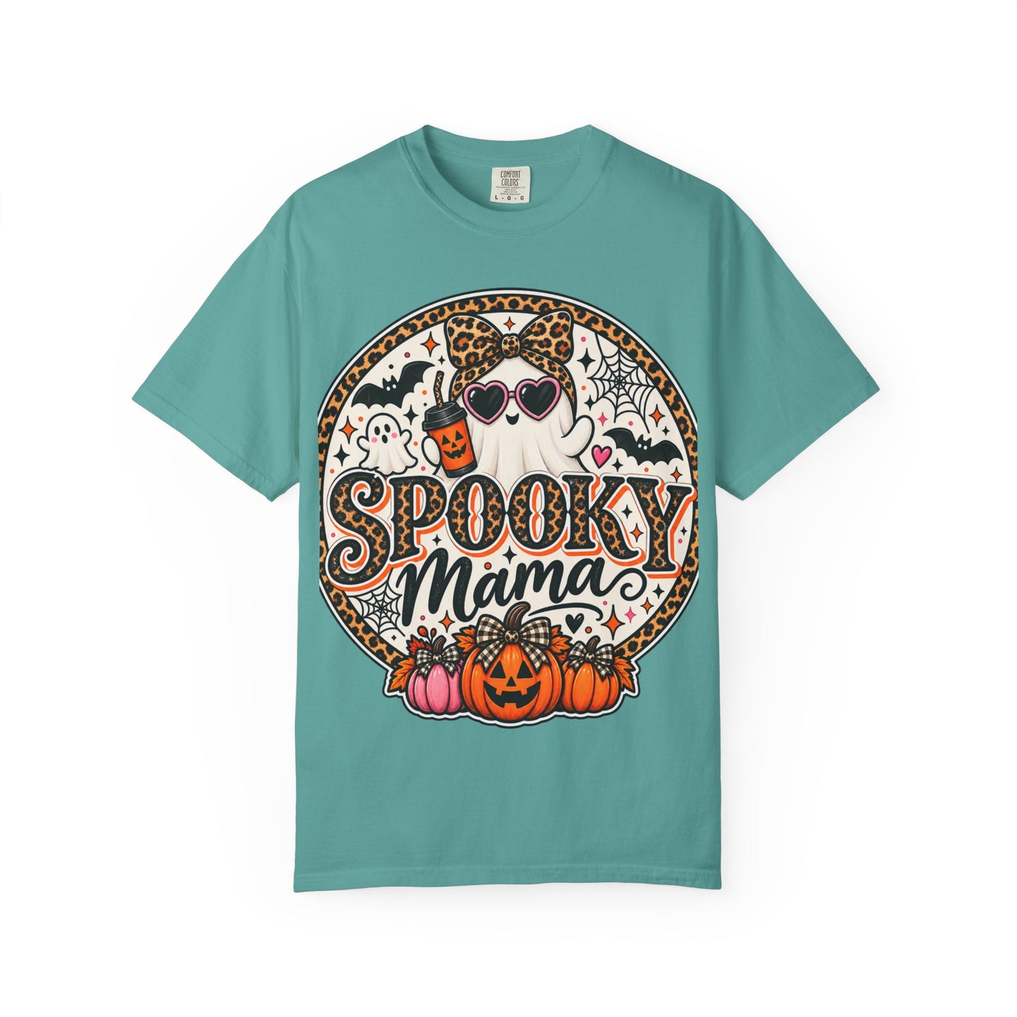 Spooky Mama Ghost Graphic Tee – Cute Leopard Halloween Shirt