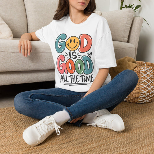 God Is Good All The Time T-Shirt — Smiley Faith Graphic Tee