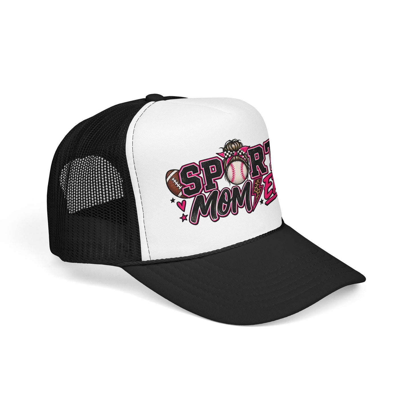 Sports Mom Era Trucker Hat — Pink Glitter Baseball Softball Soccer Mom Cap