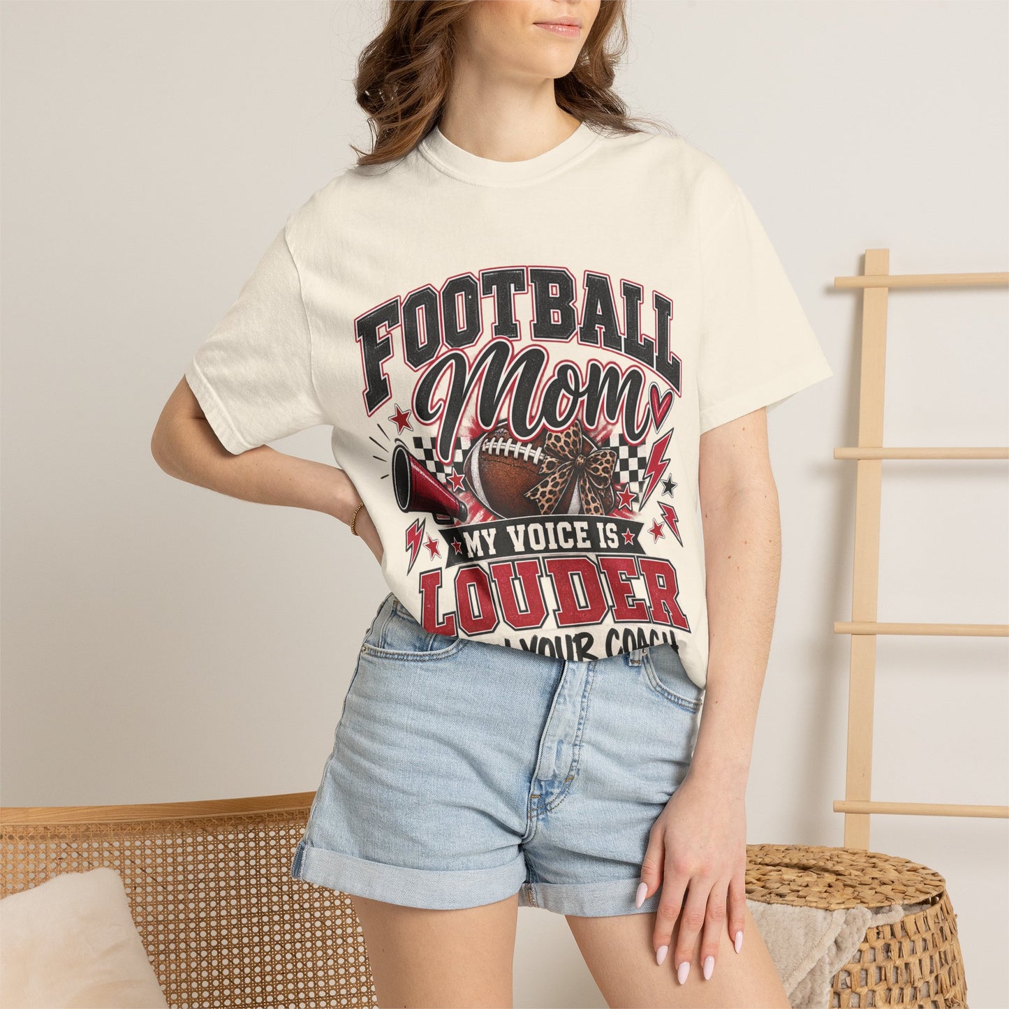 Football Mom Louder Than Your Coach Graphic Tee