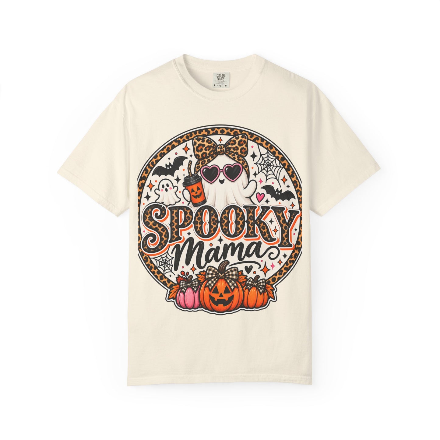 Spooky Mama Ghost Graphic Tee – Cute Leopard Halloween Shirt