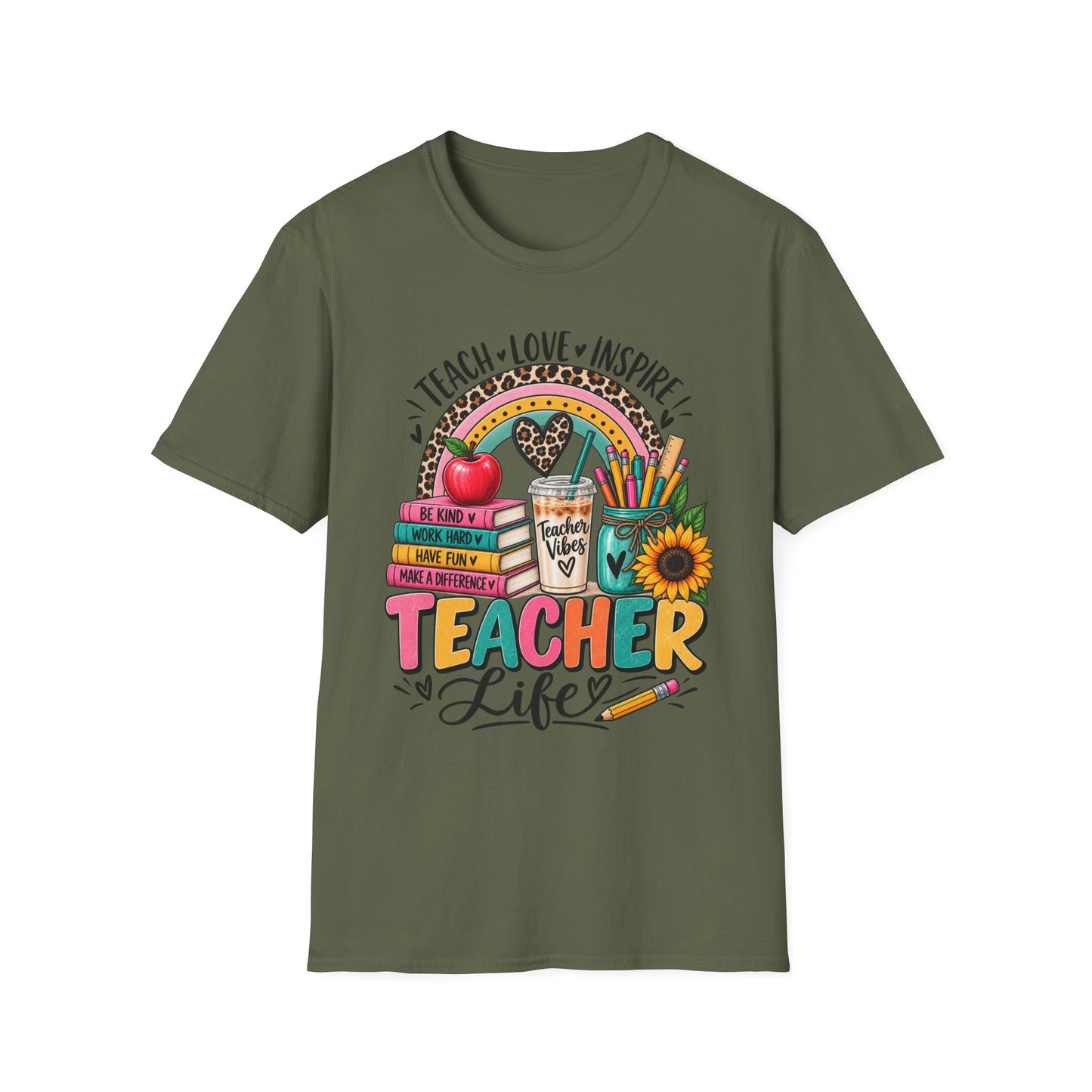 Teacher Life T-Shirt — Teach • Love • Inspire Rainbow Classroom Design