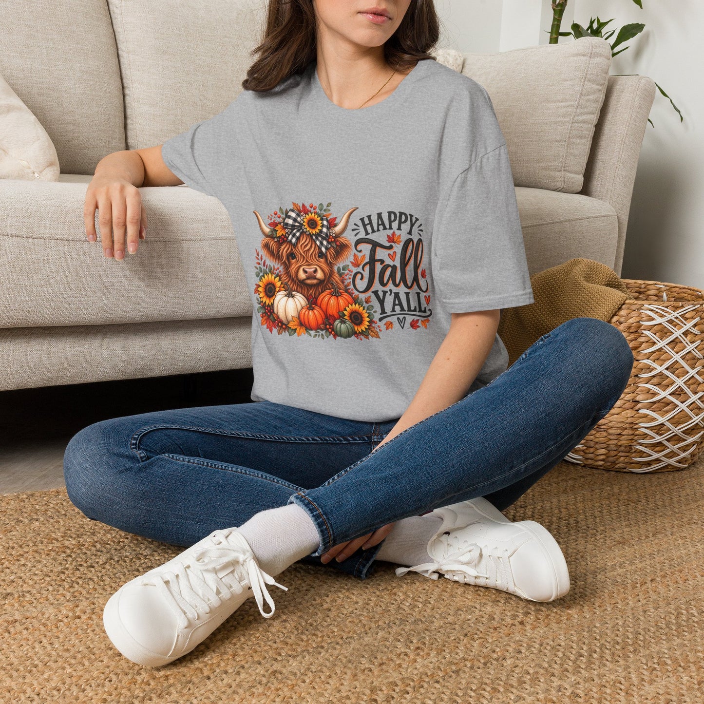 Happy Fall Y'all Highland Cow Shirt | Cute Fall Graphic Tee