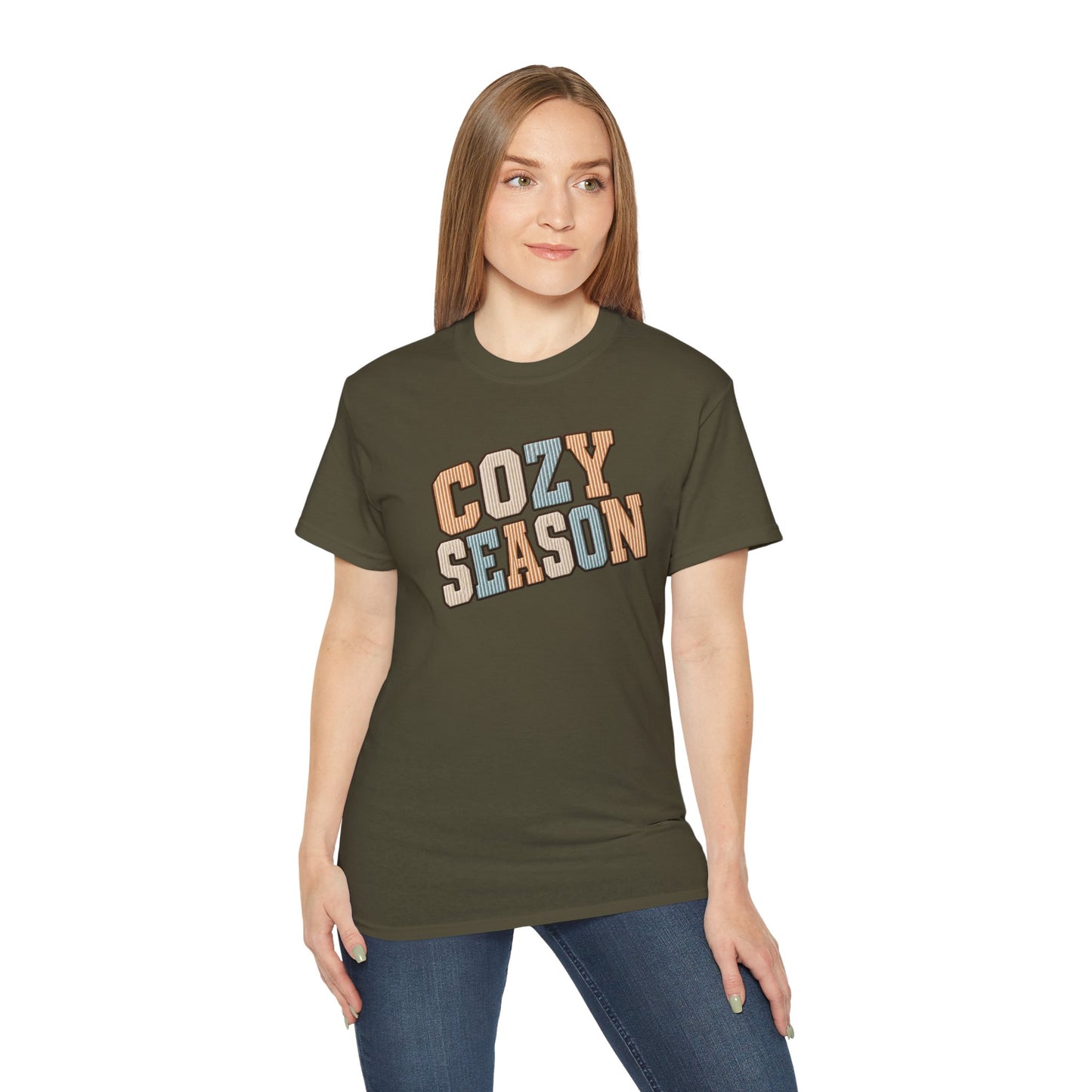 Cozy Season Tee — Retro Block Letter Fall Graphic T-Shirt