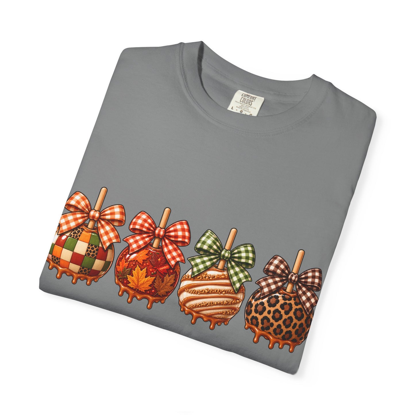Fall Caramel Apple Graphic Tee – Cute Autumn Bow Shirt