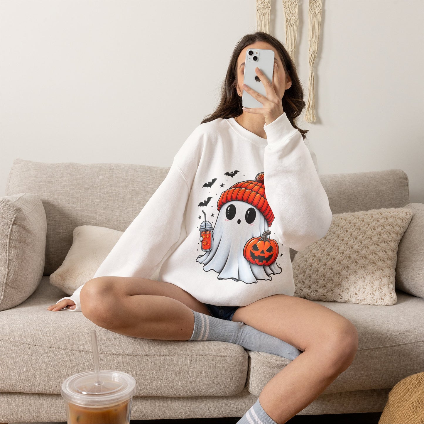 Cute Spooky Ghost Sweatshirt | Cozy Halloween Crewneck