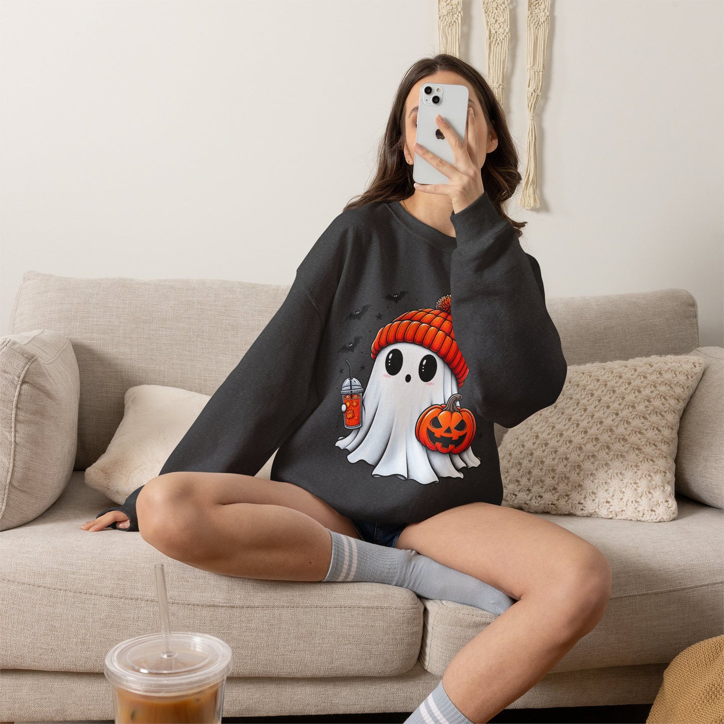 Cute Spooky Ghost Sweatshirt | Cozy Halloween Crewneck