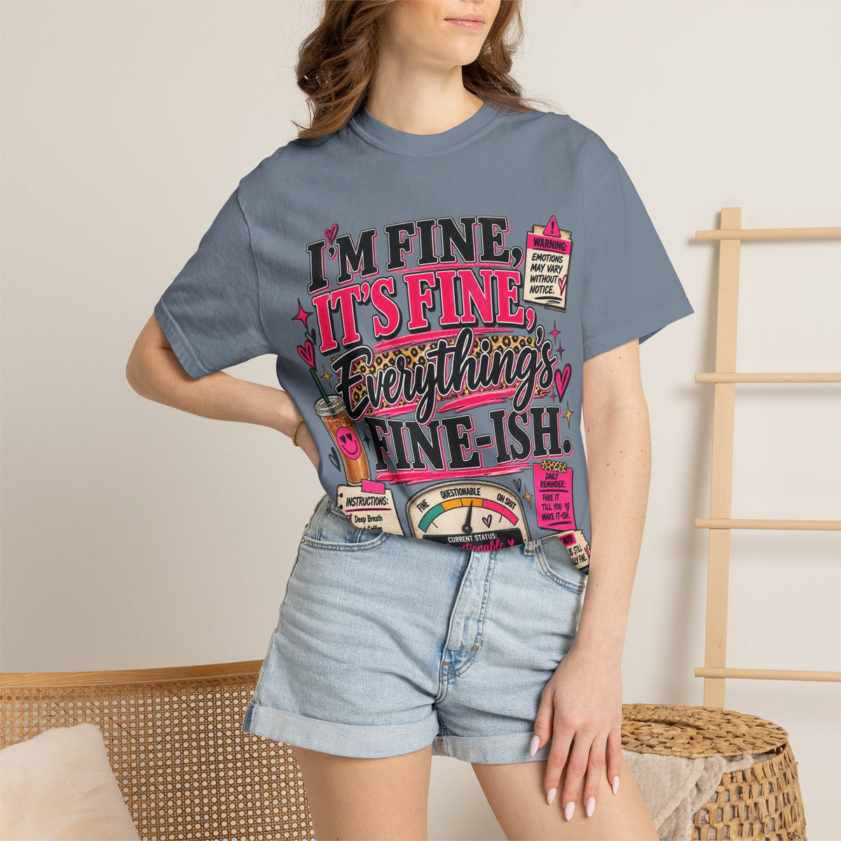 I’m Fine It’s Fine Everything’s Fine-ish Graphic Tee – Funny Women’s Shirt
