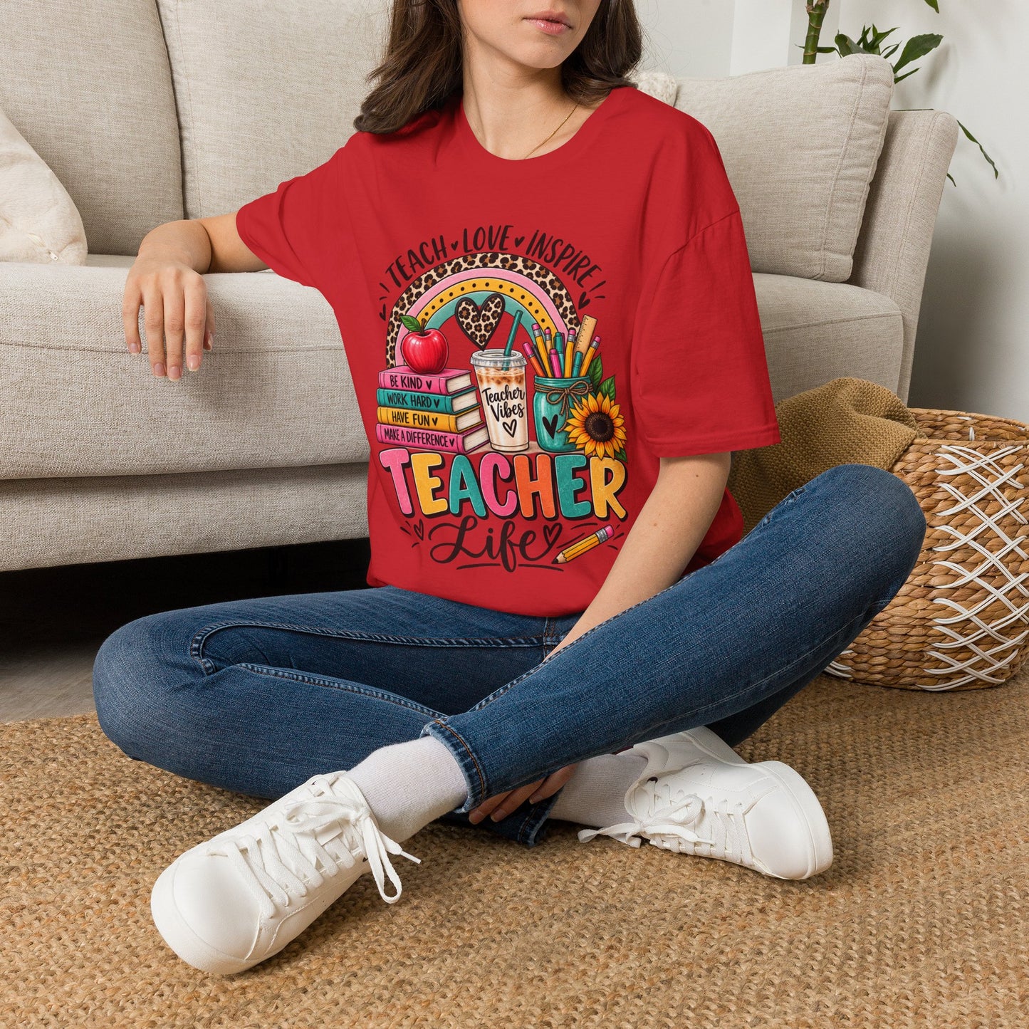 Teacher Life T-Shirt — Teach • Love • Inspire Rainbow Classroom Design