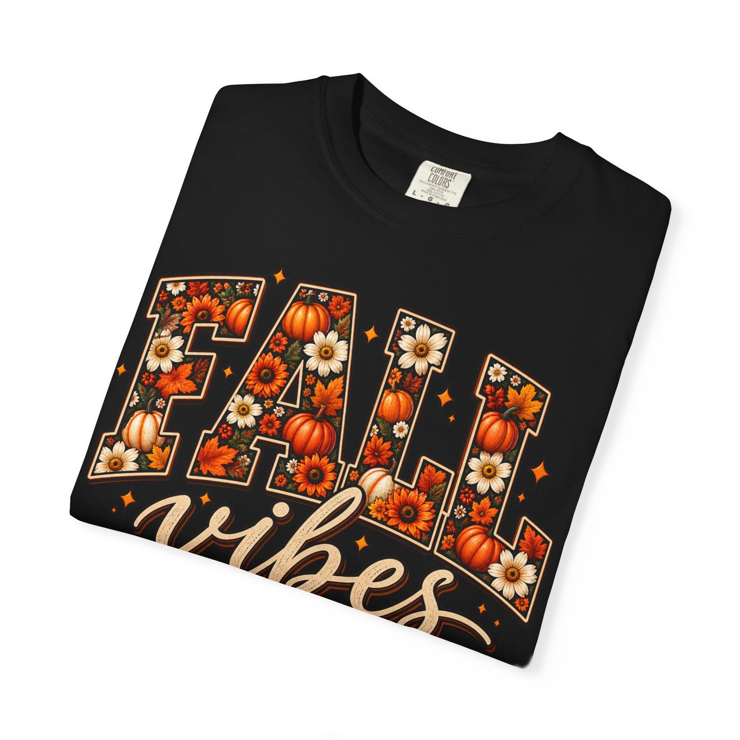 Fall Vibes Graphic Tee – Pumpkin & Floral Autumn Shirt