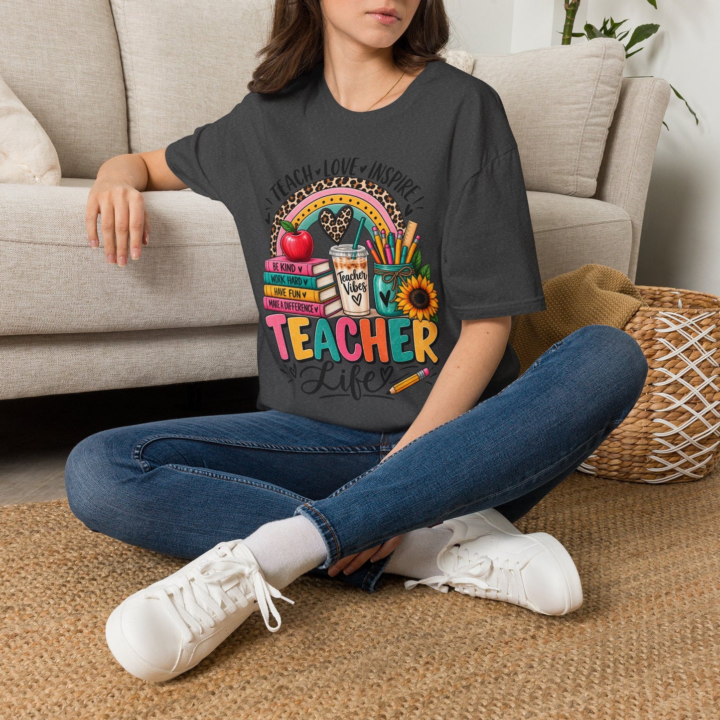 Teacher Life T-Shirt — Teach • Love • Inspire Rainbow Classroom Design