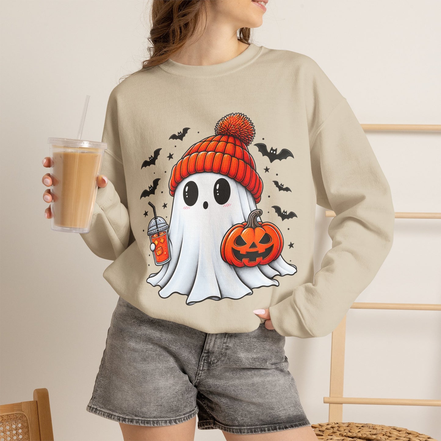 Cute Spooky Ghost Sweatshirt | Cozy Halloween Crewneck