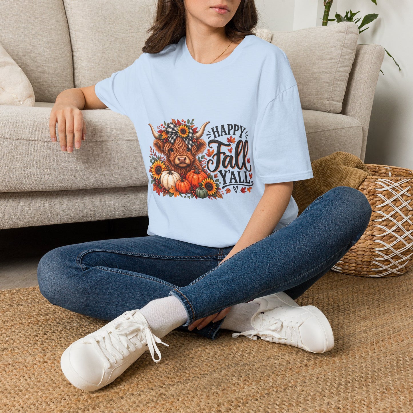 Happy Fall Y'all Highland Cow Shirt | Cute Fall Graphic Tee
