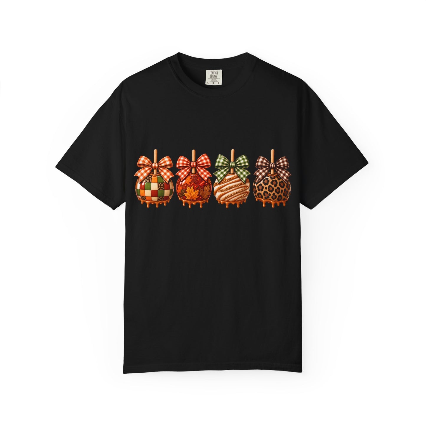 Fall Caramel Apple Graphic Tee – Cute Autumn Bow Shirt