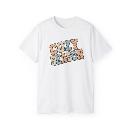 Cozy Season Tee — Retro Block Letter Fall Graphic T-Shirt