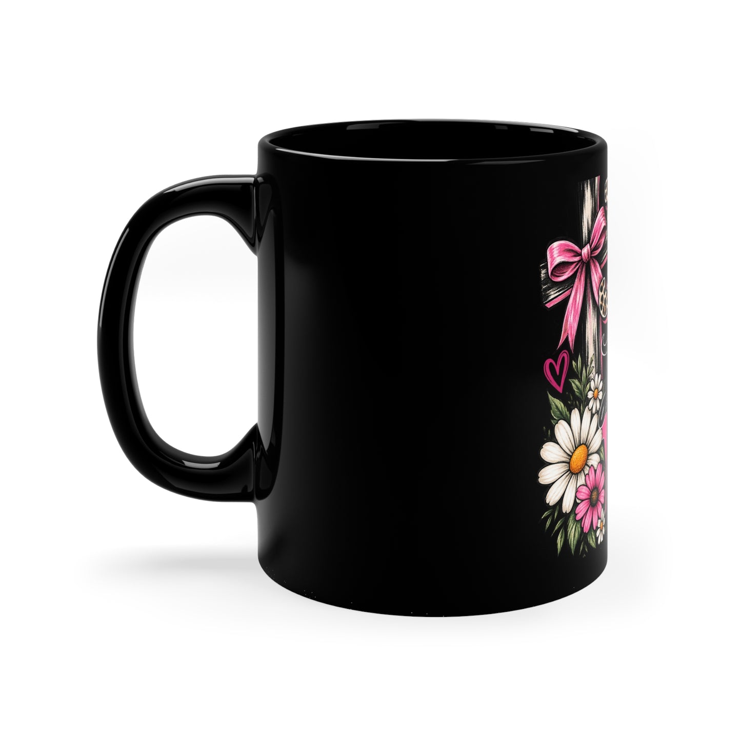 Jesus Loves You Mug — Floral Leopard Print Black Coffee Cup (11oz)