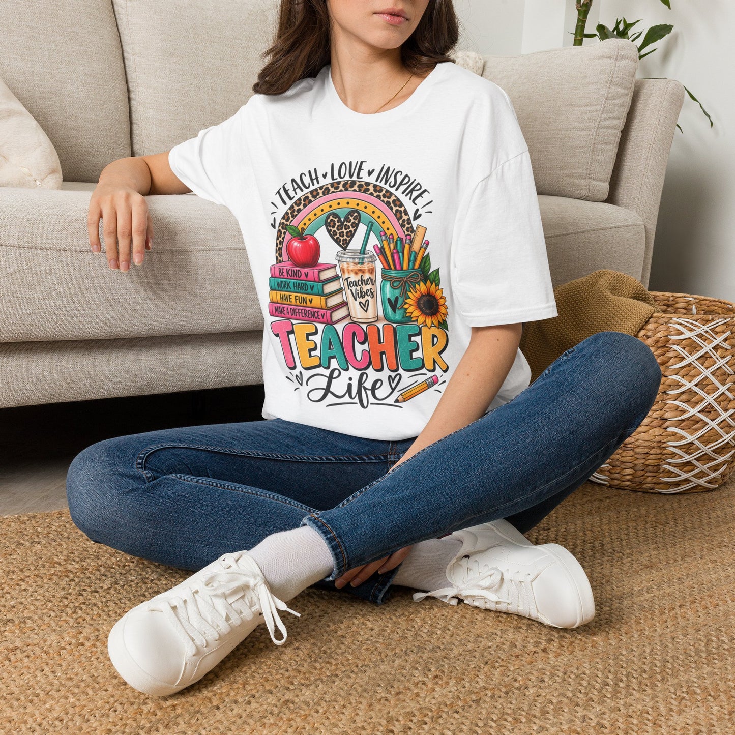 Teacher Life T-Shirt — Teach • Love • Inspire Rainbow Classroom Design