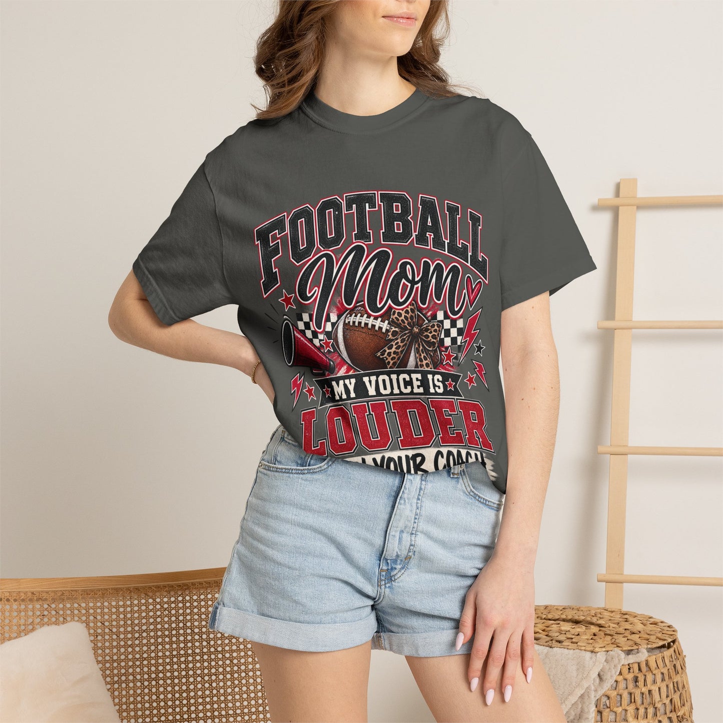 Football Mom Louder Than Your Coach Graphic Tee