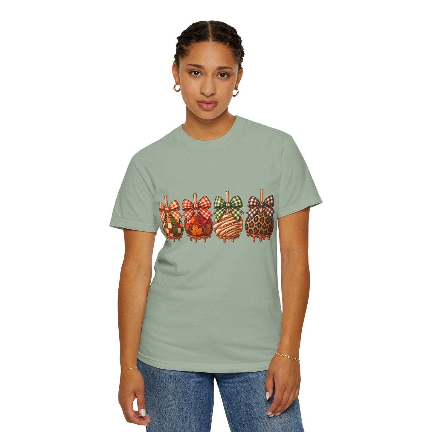 Fall Caramel Apple Graphic Tee – Cute Autumn Bow Shirt