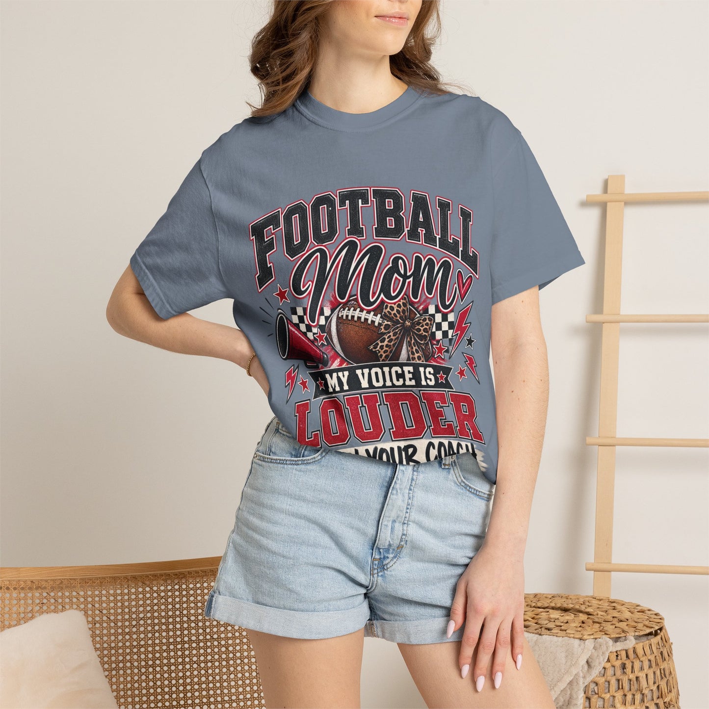 Football Mom Louder Than Your Coach Graphic Tee