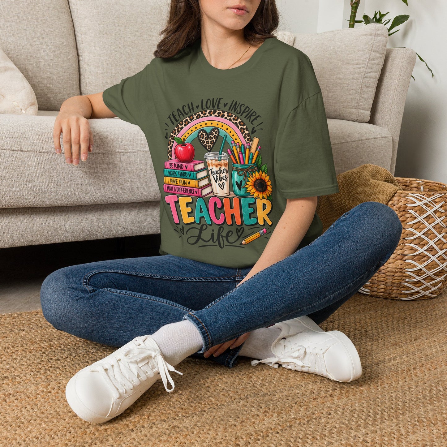 Teacher Life T-Shirt — Teach • Love • Inspire Rainbow Classroom Design