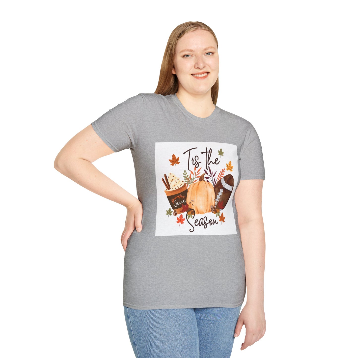 T-Shirt — "Tis the Season" Fall Pumpkin Football Graphic Tee