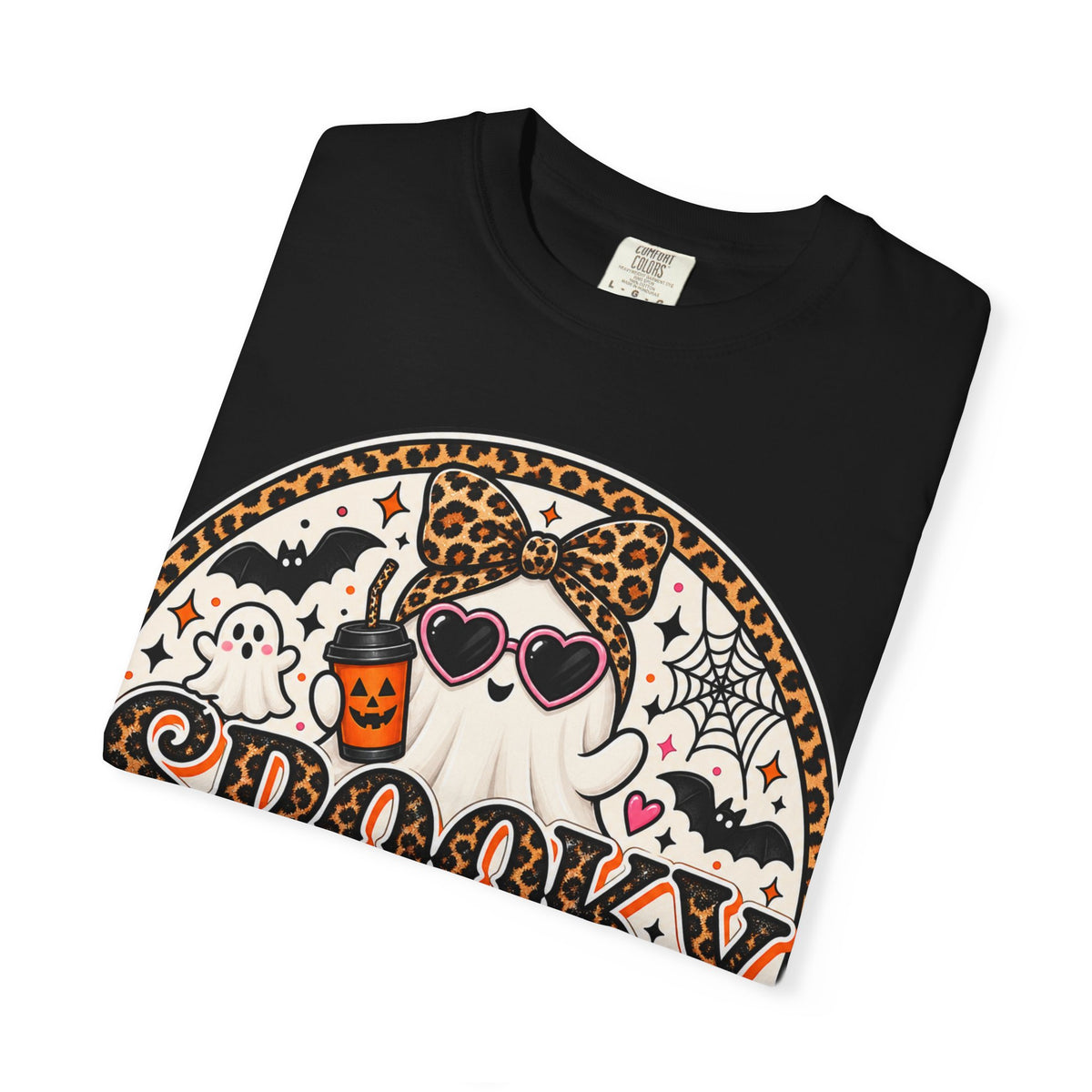 Spooky Mama Ghost Graphic Tee – Cute Leopard Halloween Shirt