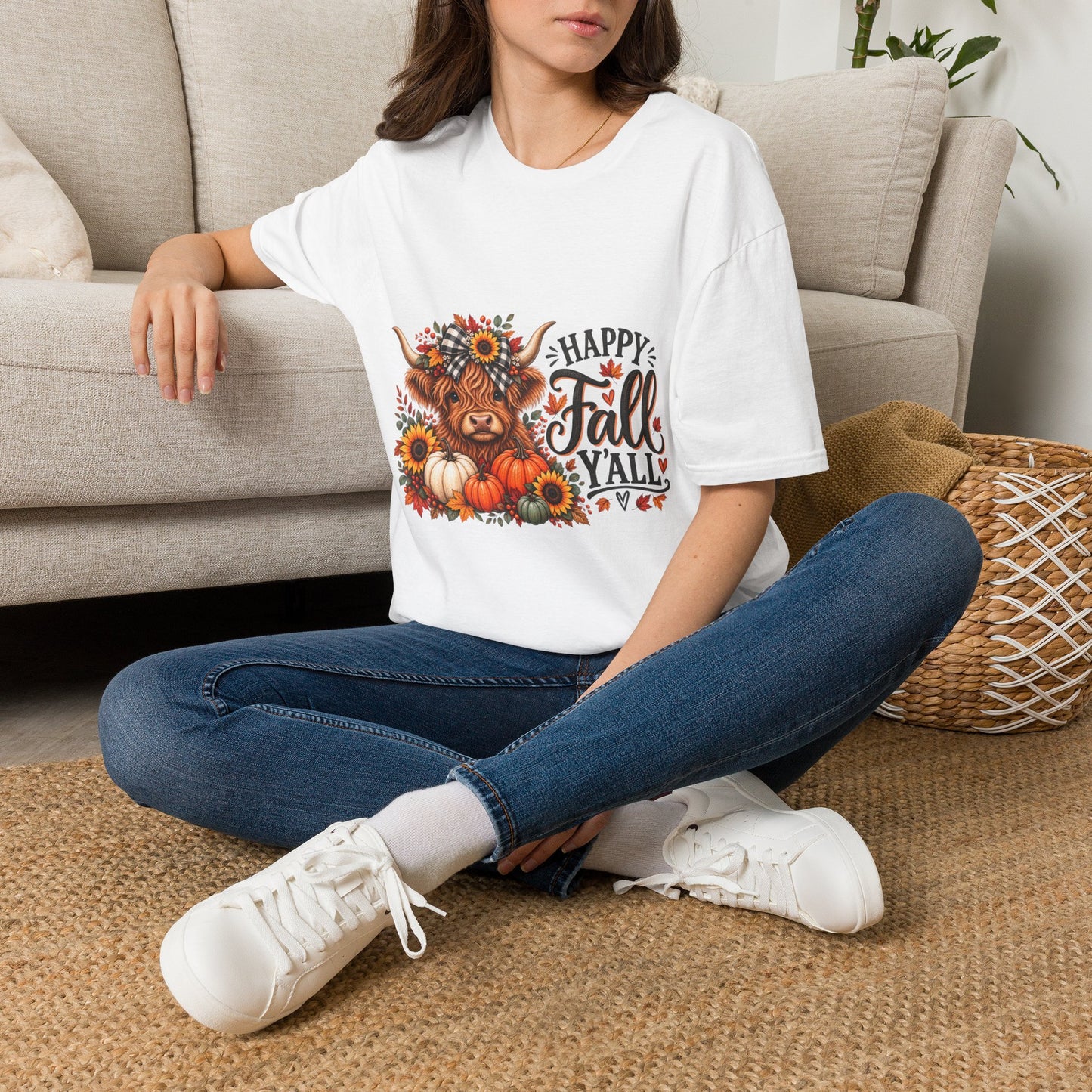 Happy Fall Y'all Highland Cow Shirt | Cute Fall Graphic Tee
