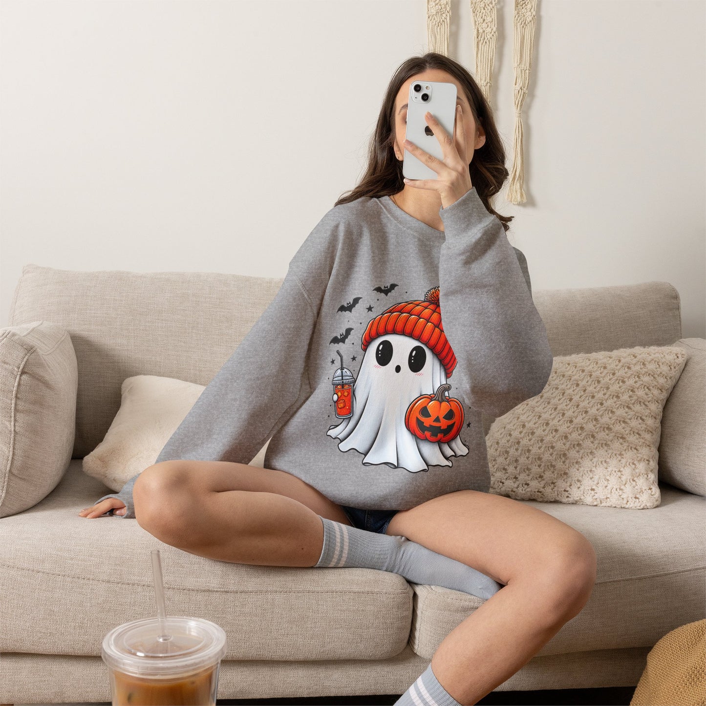 Cute Spooky Ghost Sweatshirt | Cozy Halloween Crewneck