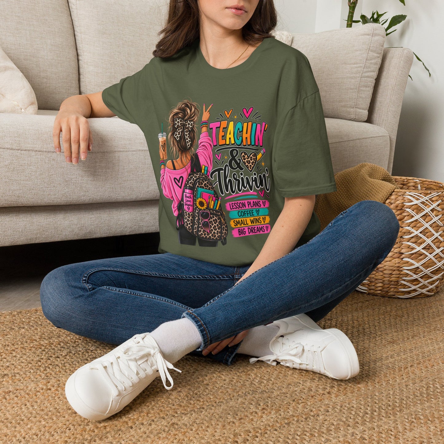 Teachin' & Thrivin' Teacher T-Shirt — Colorful Back-to-School Graphic Tee