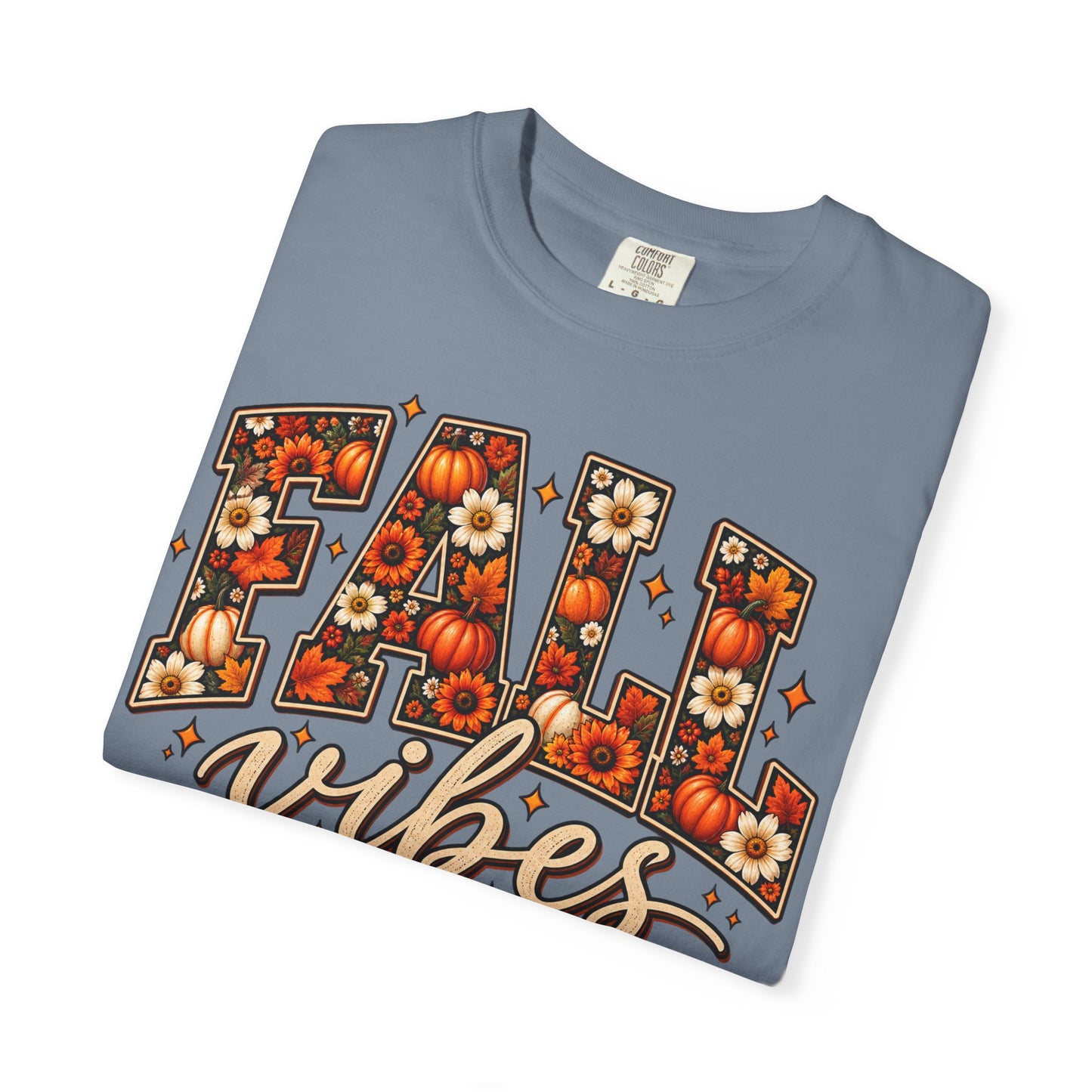Fall Vibes Graphic Tee – Pumpkin & Floral Autumn Shirt