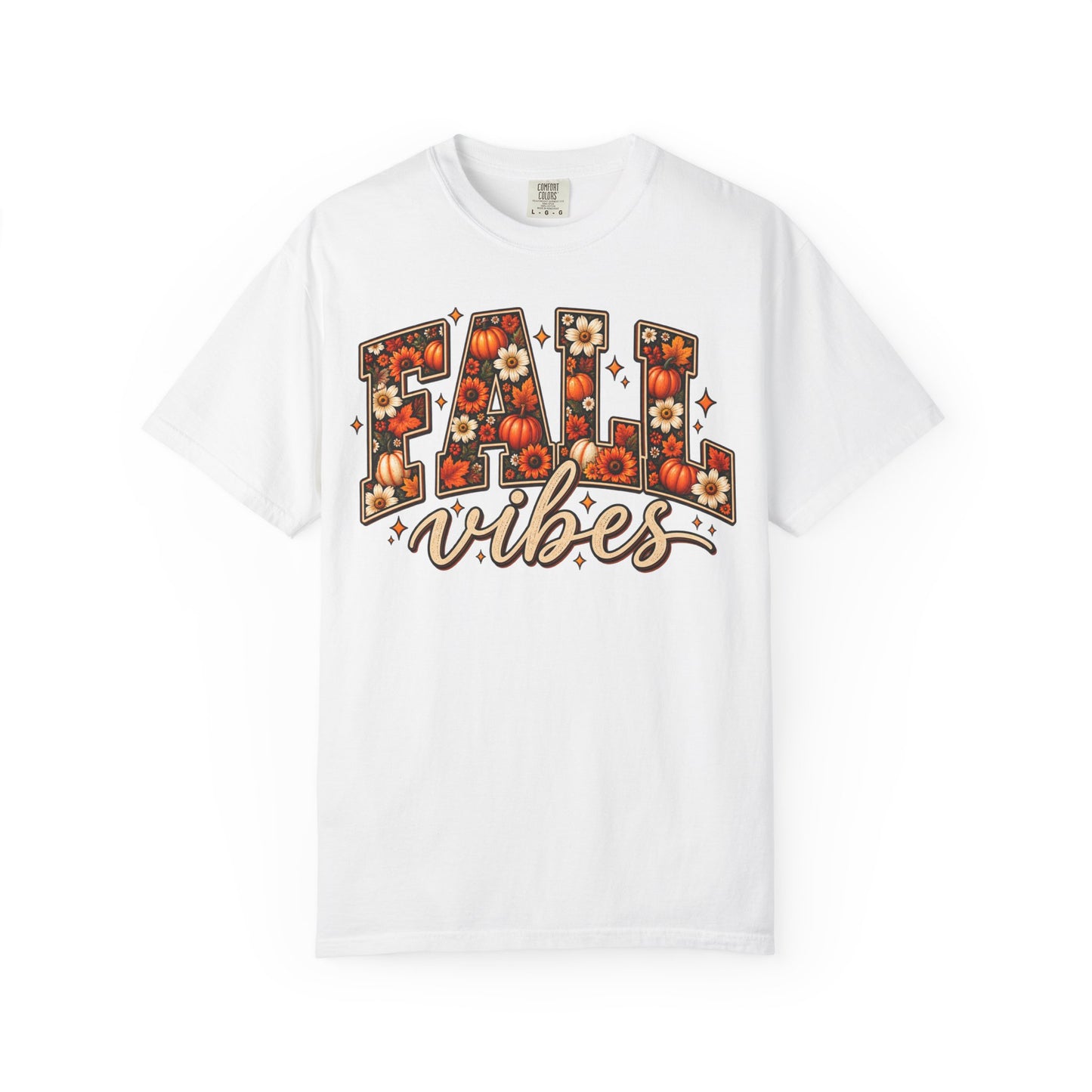 Fall Vibes Graphic Tee – Pumpkin & Floral Autumn Shirt