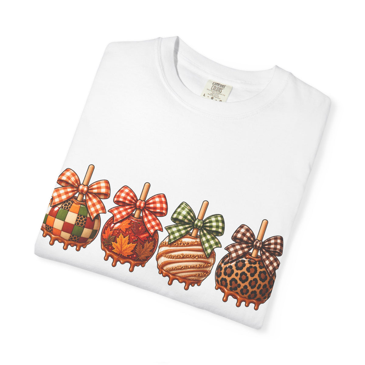 Fall Caramel Apple Graphic Tee – Cute Autumn Bow Shirt