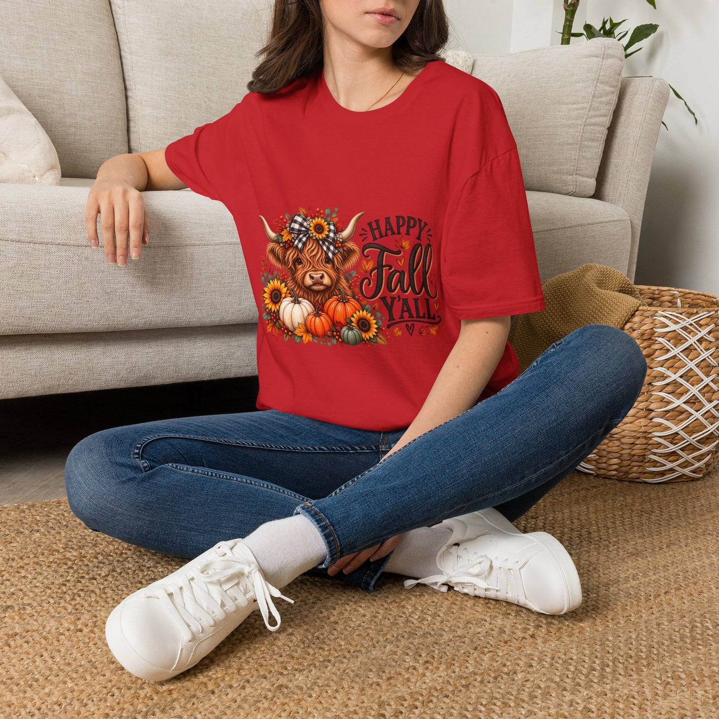 Happy Fall Y'all Highland Cow Shirt | Cute Fall Graphic Tee