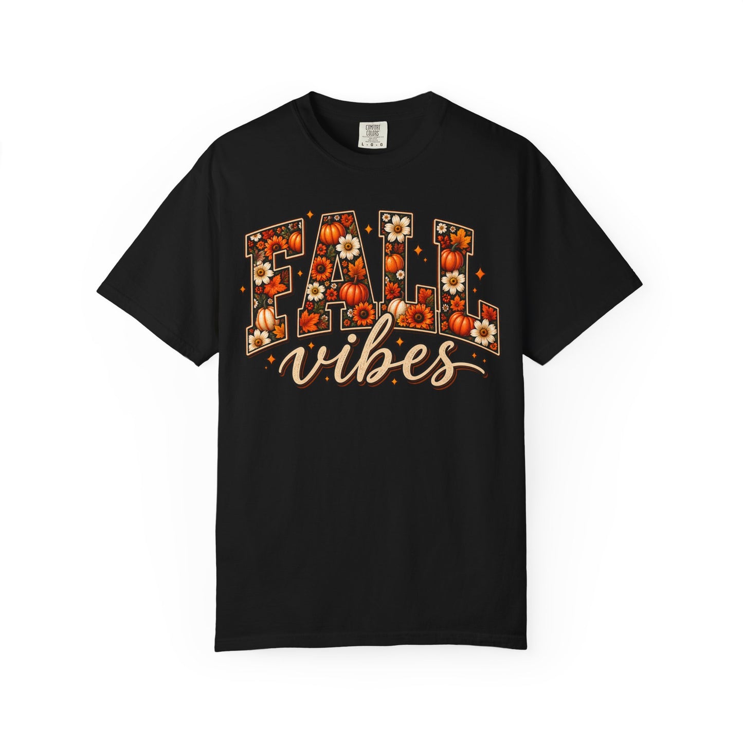 Fall Vibes Graphic Tee – Pumpkin & Floral Autumn Shirt