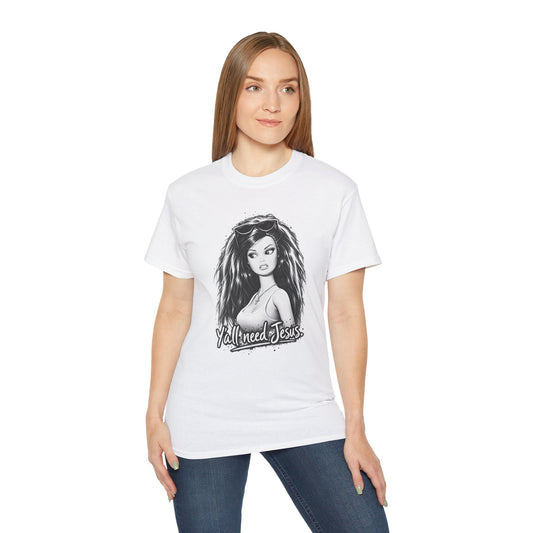 Y’all Need Jesus Shirt | Funny Retro Pin-Up Graphic Tee