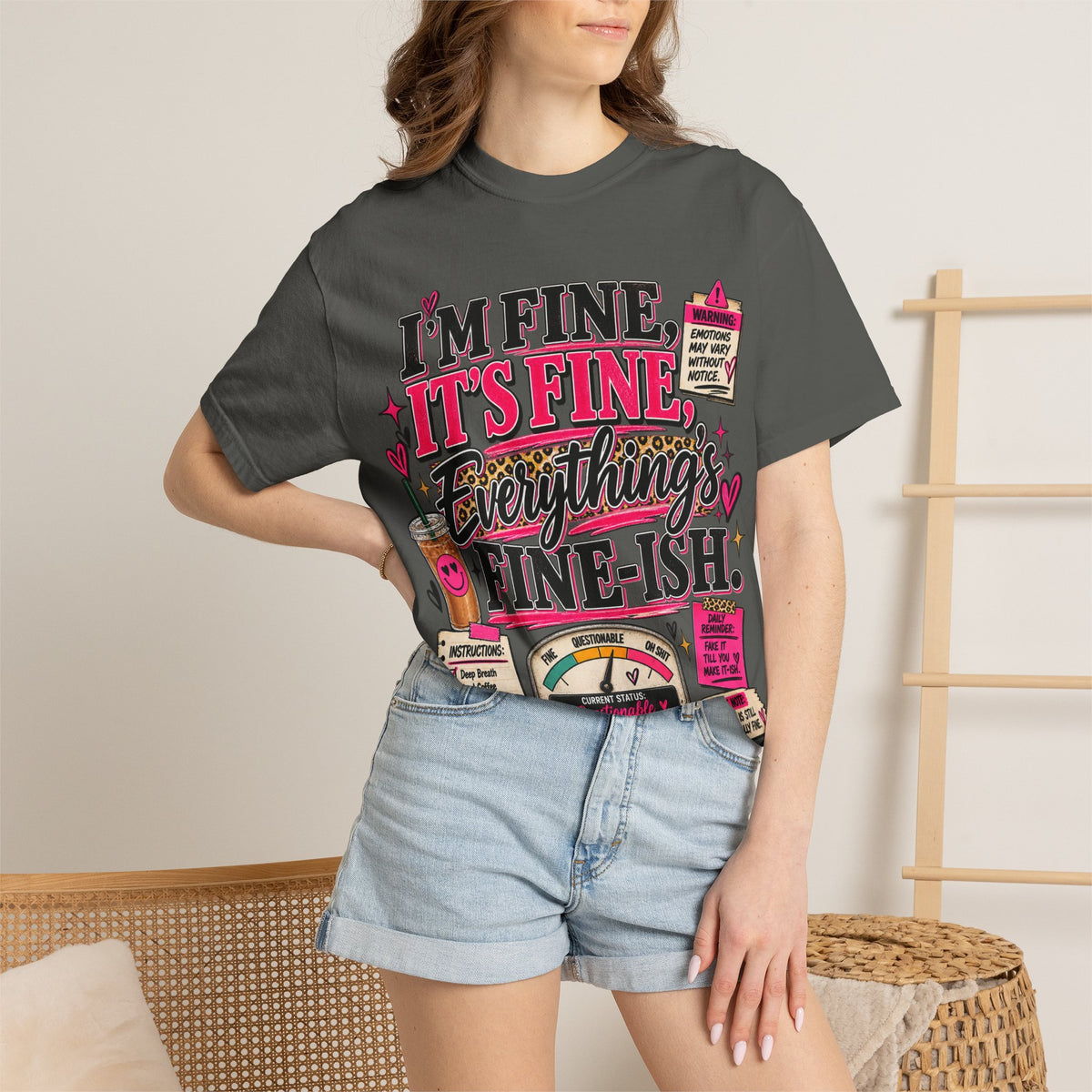 I’m Fine It’s Fine Everything’s Fine-ish Graphic Tee – Funny Women’s Shirt