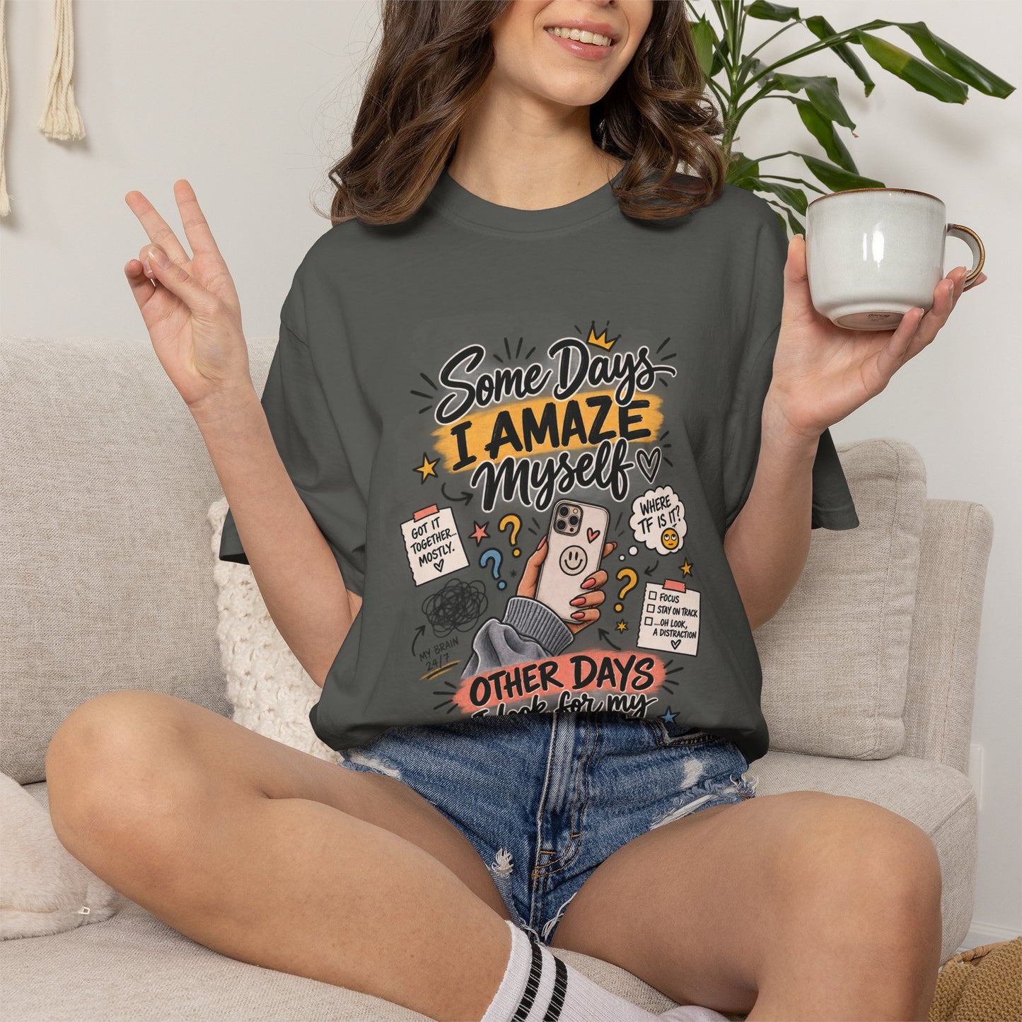 Some Days I Amaze Myself Funny Graphic Tee – Relatable Phone Shirt