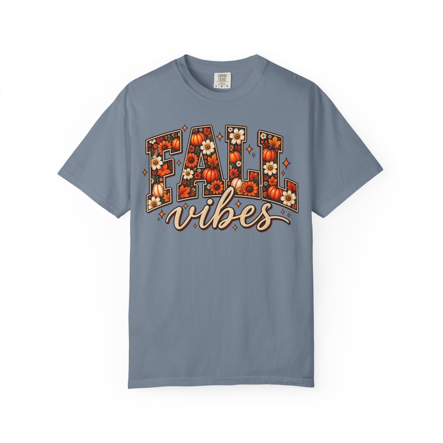 Fall Vibes Graphic Tee – Pumpkin & Floral Autumn Shirt