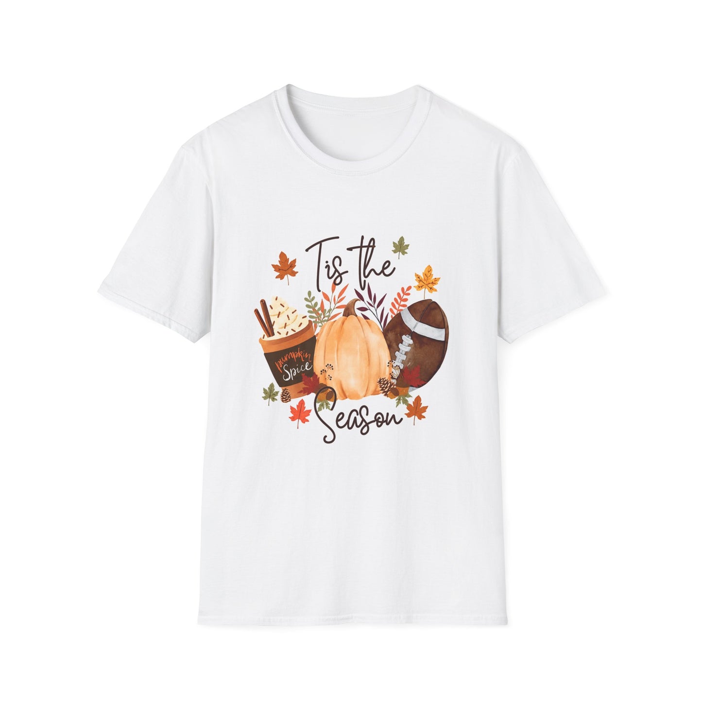 T-Shirt — "Tis the Season" Fall Pumpkin Football Graphic Tee