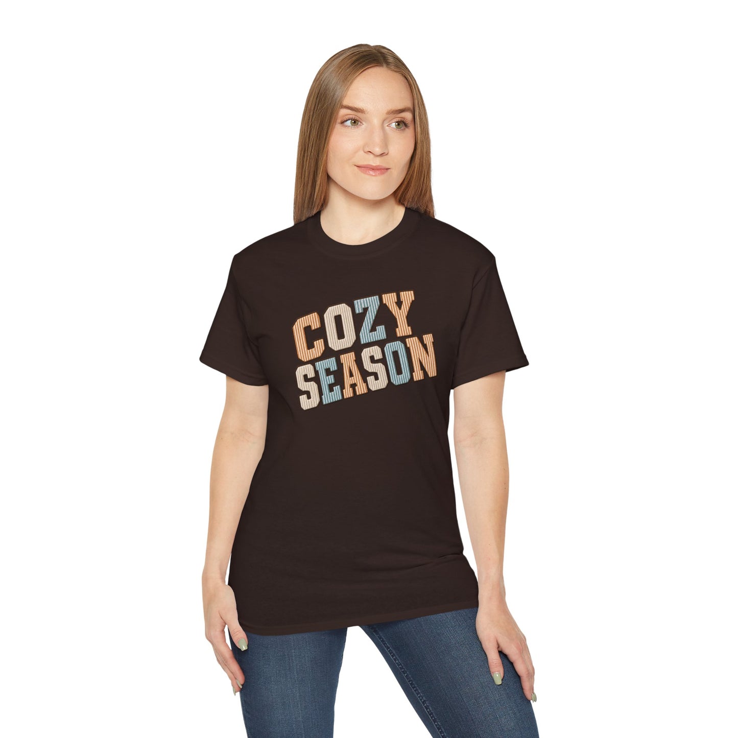 Cozy Season Tee — Retro Block Letter Fall Graphic T-Shirt