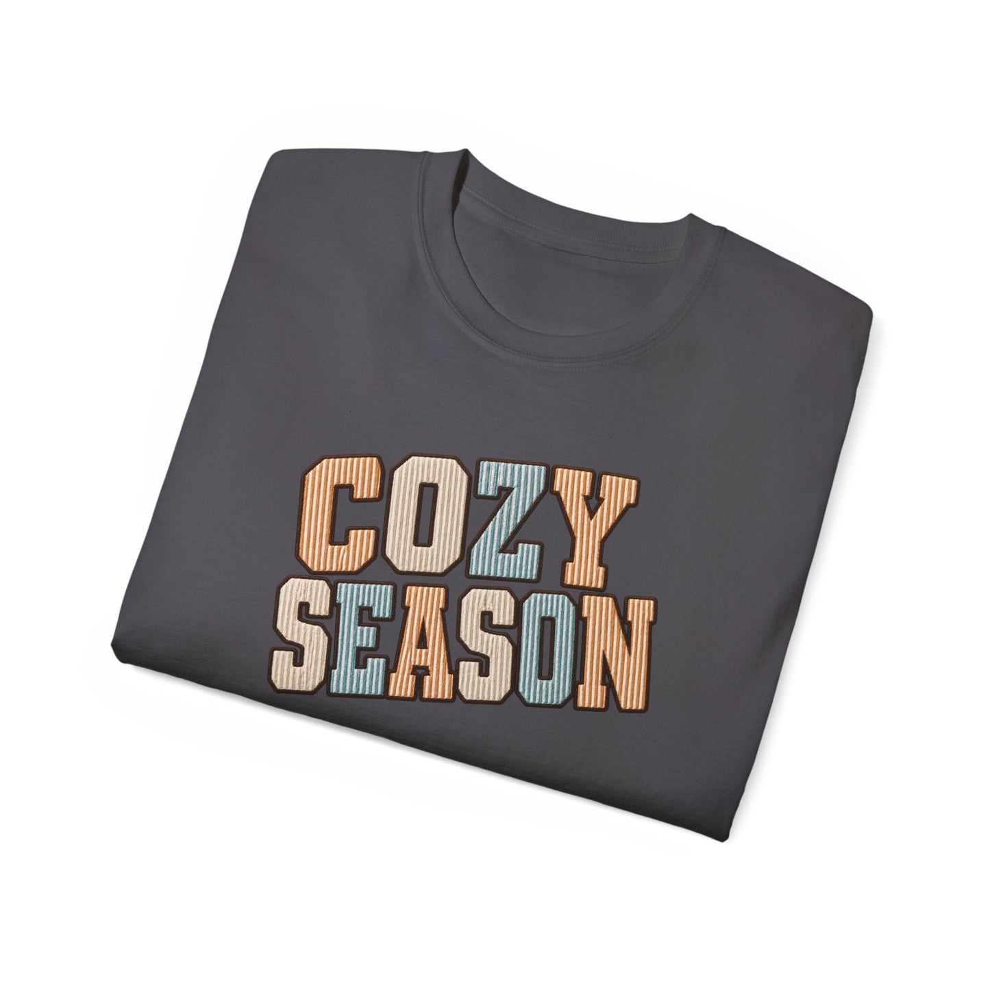 Cozy Season Tee — Retro Block Letter Fall Graphic T-Shirt