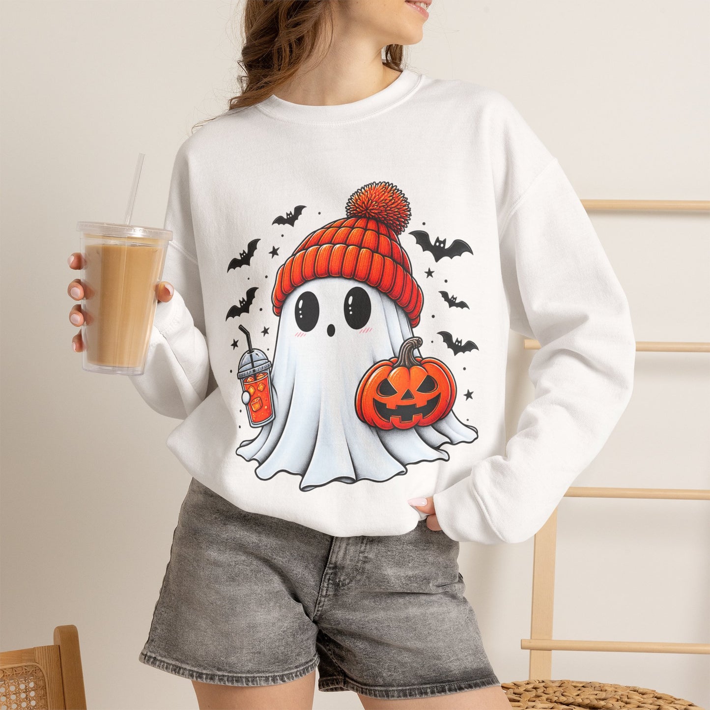 Cute Spooky Ghost Sweatshirt | Cozy Halloween Crewneck