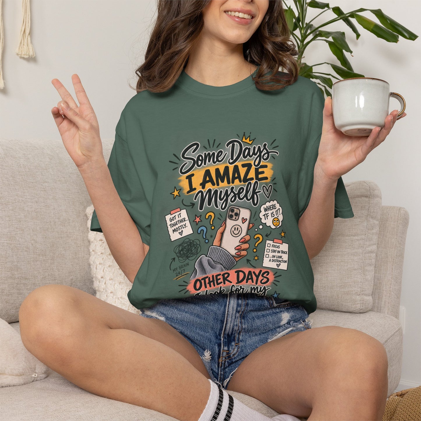 Some Days I Amaze Myself Funny Graphic Tee – Relatable Phone Shirt