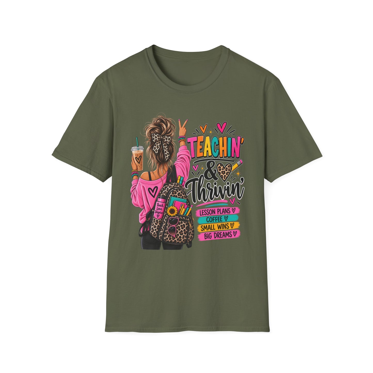 Teachin' & Thrivin' Teacher T-Shirt — Colorful Back-to-School Graphic Tee
