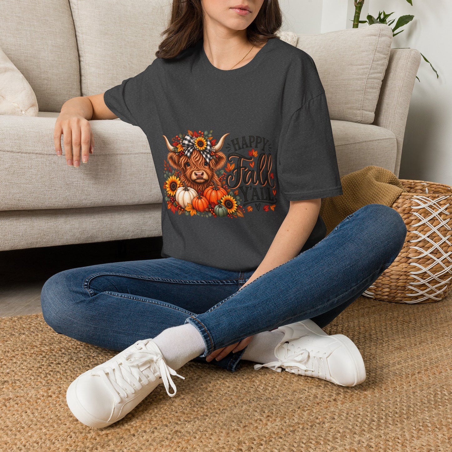 Happy Fall Y'all Highland Cow Shirt | Cute Fall Graphic Tee