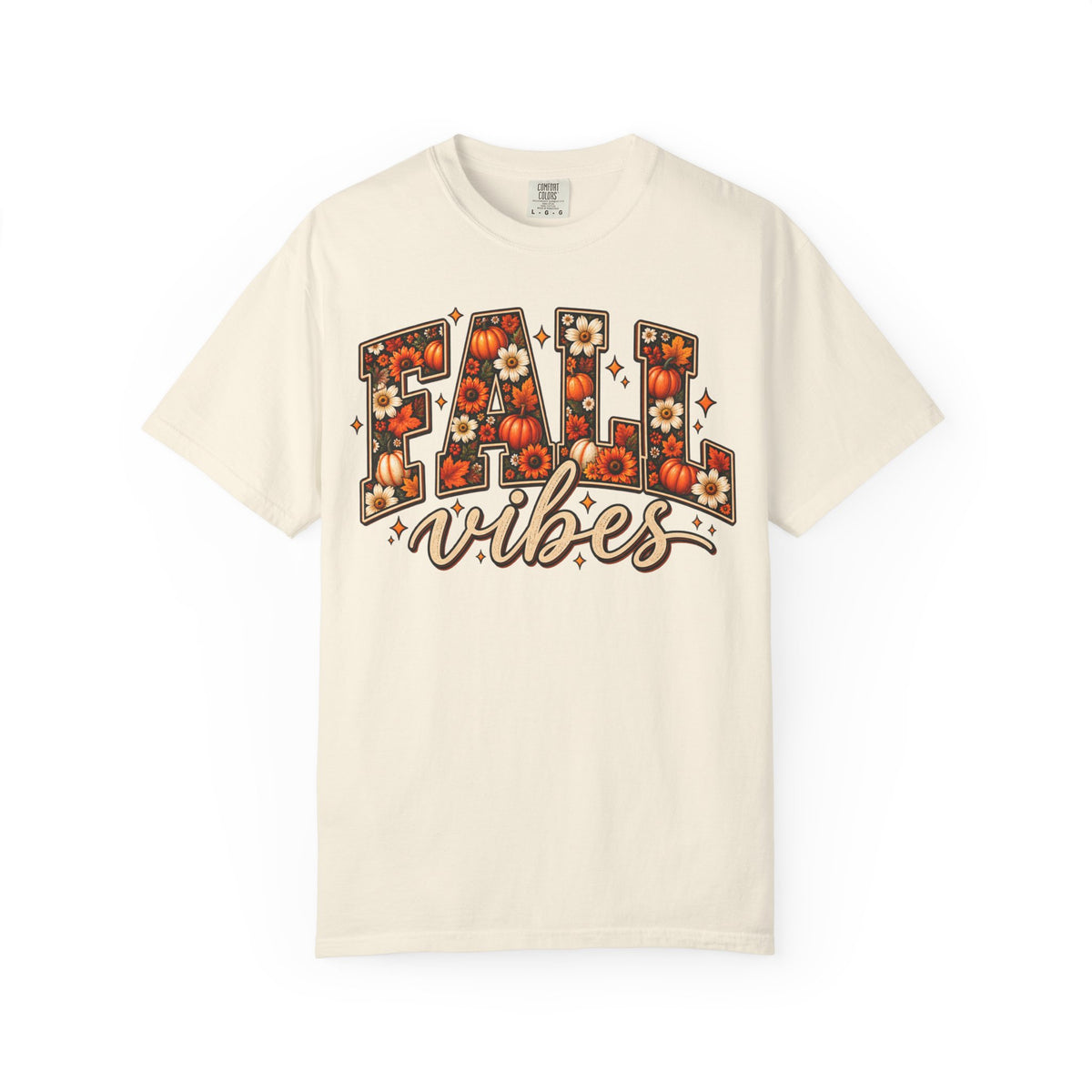 Fall Vibes Graphic Tee – Pumpkin & Floral Autumn Shirt