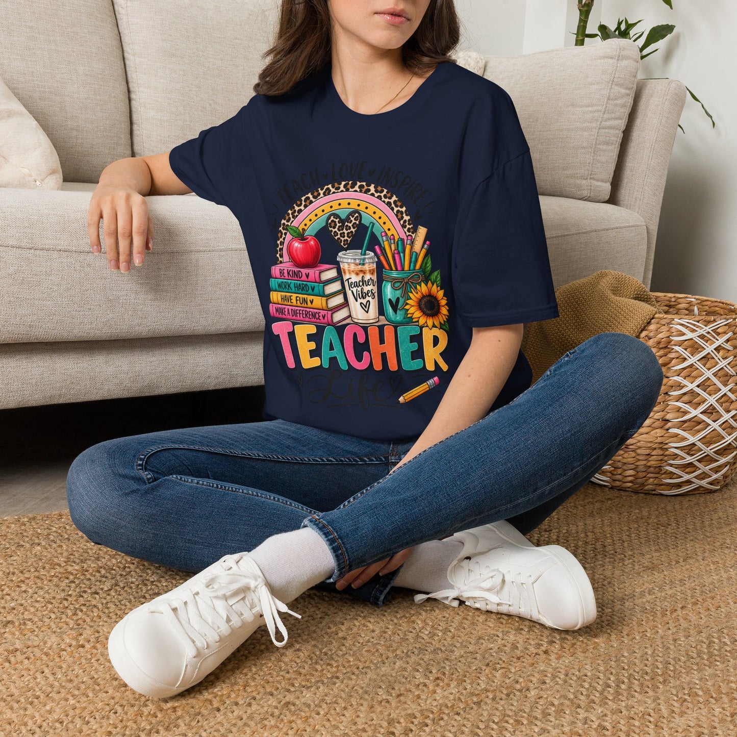 Teacher Life T-Shirt — Teach • Love • Inspire Rainbow Classroom Design