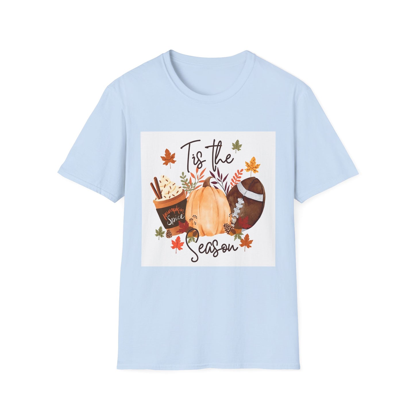 T-Shirt — "Tis the Season" Fall Pumpkin Football Graphic Tee
