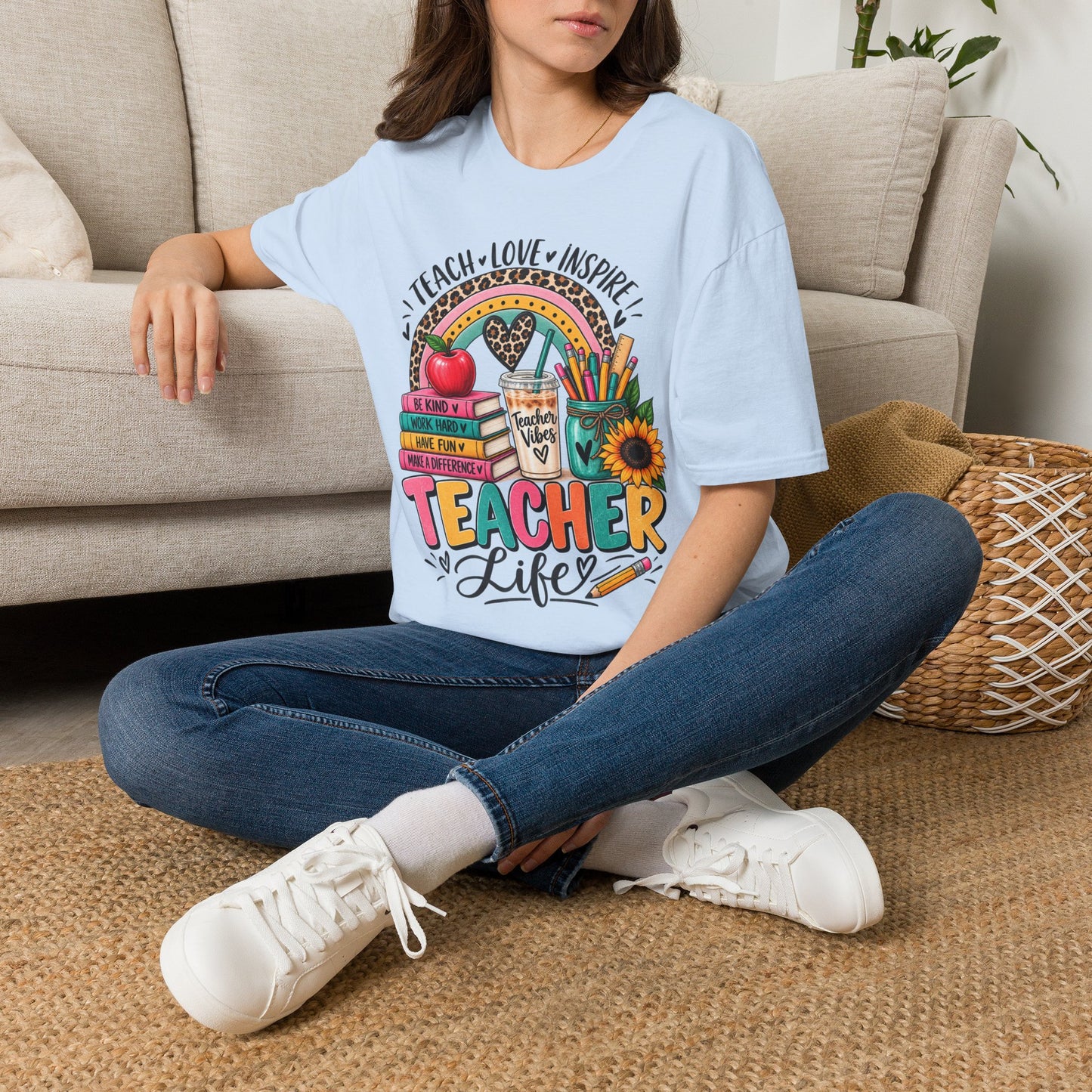 Teacher Life T-Shirt — Teach • Love • Inspire Rainbow Classroom Design